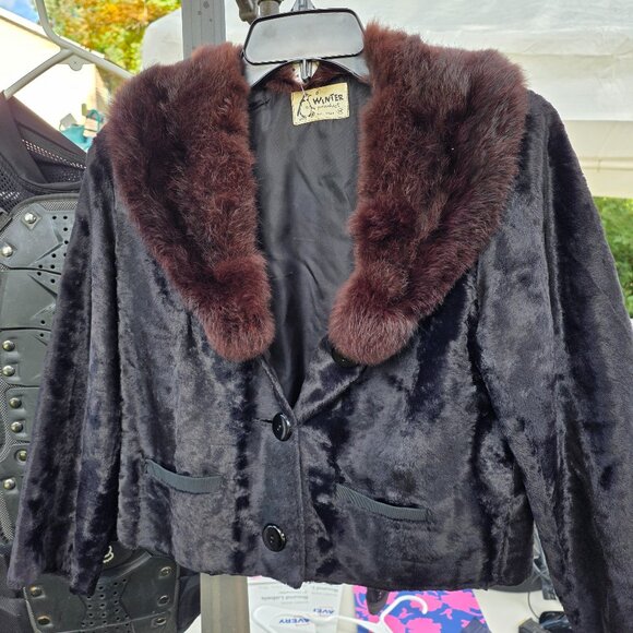 Faux Mink Vintage Crop Jacket - Picture 1 of 5